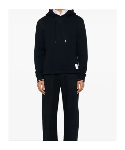 Thom Browne Oversized Hoodie Pullover With Rwb Tipping Stripe In Chunk In Black