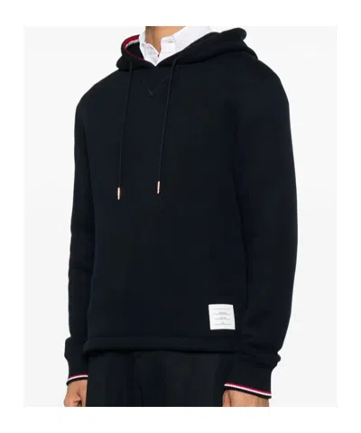 Thom Browne Oversized Hoodie Pullover With Rwb Tipping Stripe In Chunk In Black