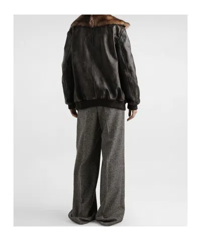 Dolce & Gabbana Wool Blend Trousers With Dotted Print In Black