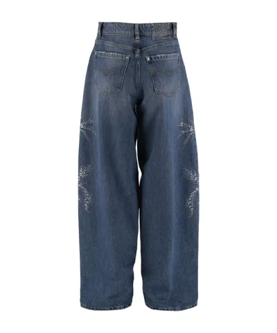 Blumarine Jeans Dalla Gamba Ampia In Denim Donna In Blue
