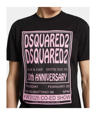 Dsquared2 Black T-shirt With 30th Anniversary Pink Print In Black