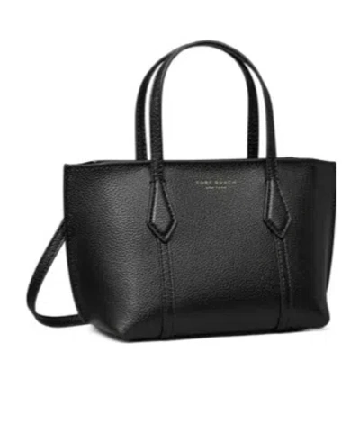 Tory Burch Black Leather Mini Perry Handbag In Black