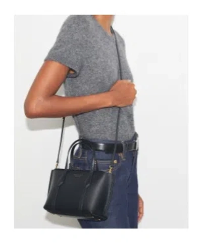 Tory Burch Black Leather Mini Perry Handbag In Black