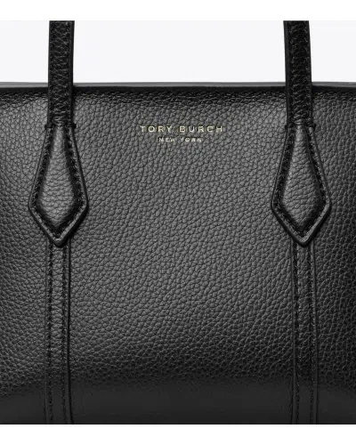 Tory Burch Black Leather Mini Perry Handbag In Black