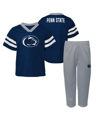 Outerstuff Toddler 2-piece Navy/gray Penn State Nittany Lions Red Zone V-neck Top And Pants Set In Blue