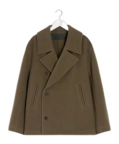 Lemaire Double-breasted Jacket In Brown