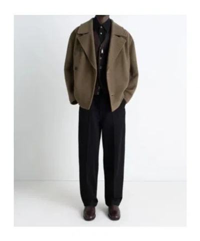 Lemaire Double-breasted Jacket In Brown