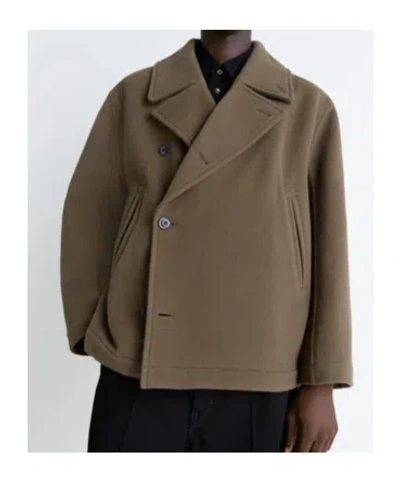 Lemaire Double-breasted Jacket In Brown