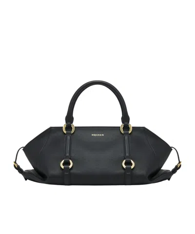 Alexander Mcqueen Mcqueen Medium Farringdon Leather Satchel In Black