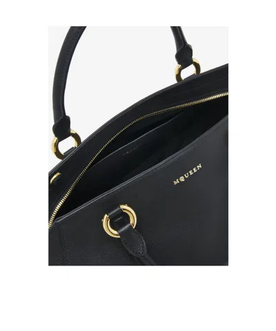 Alexander Mcqueen Mcqueen Medium Farringdon Leather Satchel In Black