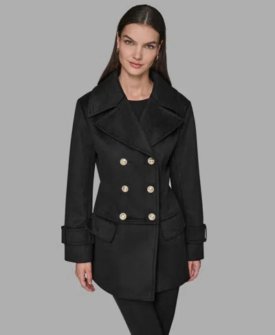 Karl Lagerfeld Women's Dropped Waist Peacoat In Black