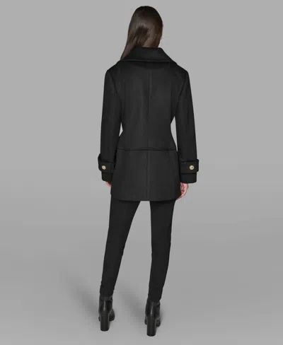 Karl Lagerfeld Women's Dropped Waist Peacoat In Black