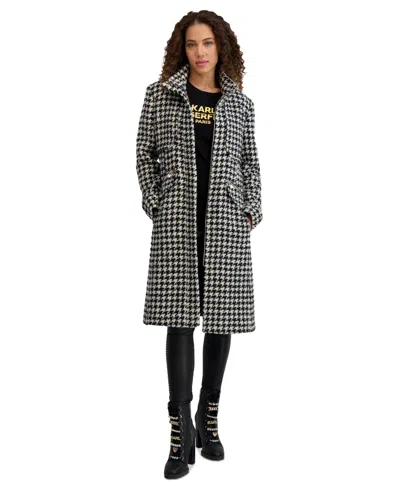 Karl Lagerfeld Women's Zip-front Boucle Coat, Created For Macy's In Multi