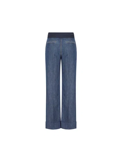 Valentino Womens Medium Blue Denim Bow-embroidered Wide-leg Denim Jeans In Blue