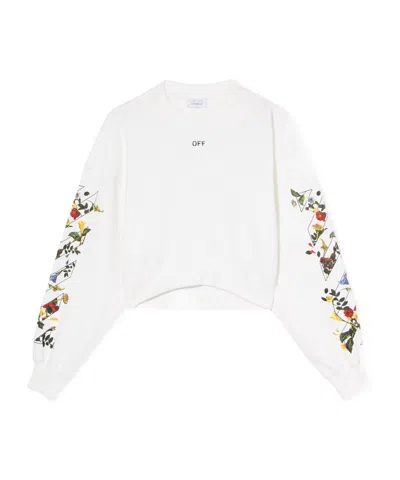 Off-white Floral Graphic Long Sleeve Top In White