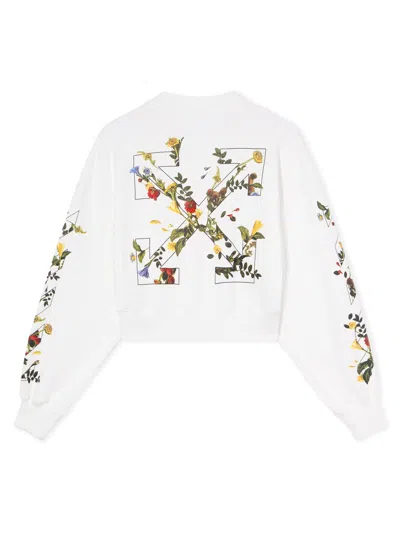 Off-white Floral Graphic Long Sleeve Top In White