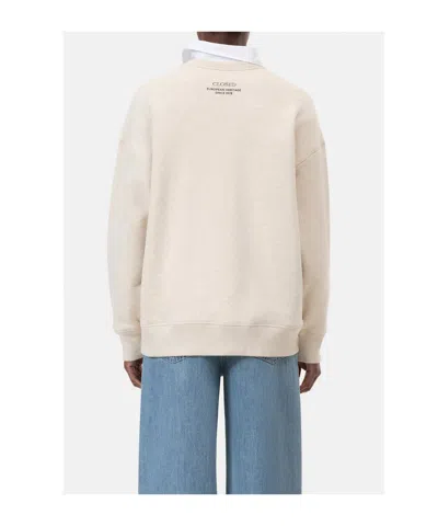 Closed Beige Solid Crew Neck Sweatshirt In Neutral