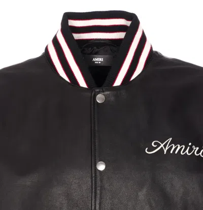 Amiri Leather Jacket With Elasticized Collar And Cuffs In Black