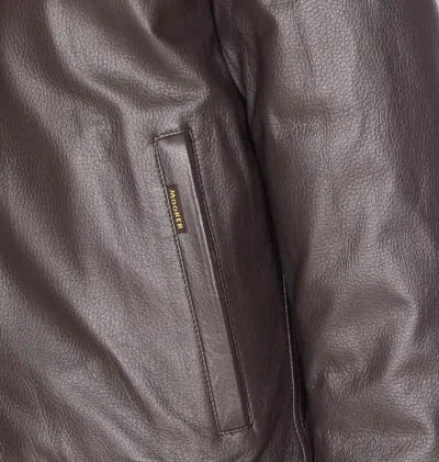 Moorer High Neck Jacket Fur Collar In Brown