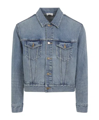 Fear Of God Light Blue Denim Jacket With Button-up Front And Vintage Finish In Blue