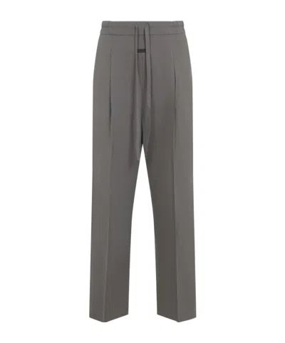 Fear Of God Premium Lyocell-cotton Blend Trousers With Adjustable Waistband In Gray
