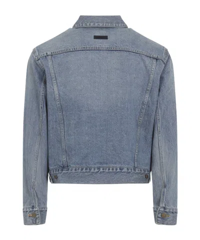 Fear Of God Light Blue Denim Jacket With Button-up Front And Vintage Finish In Blue