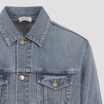 Fear Of God Light Blue Denim Jacket With Button-up Front And Vintage Finish In Blue