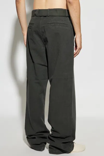 Dries Van Noten Mens Dark Grey Pennine Wide-leg Cotton Trousers In Green