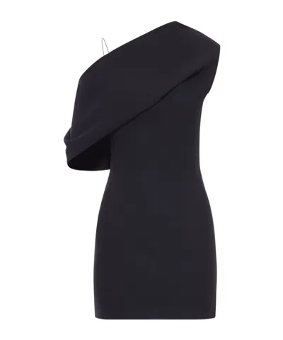Jacquemus One Shoulder Mini Dress With Asymmetric Neckline In Black