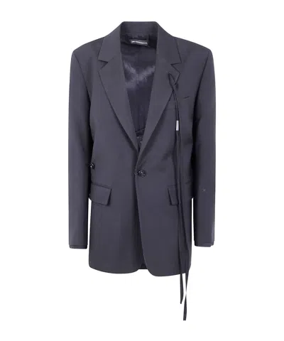 Ann Demeulemeester Single-button Tie-detail Jacket In Blue