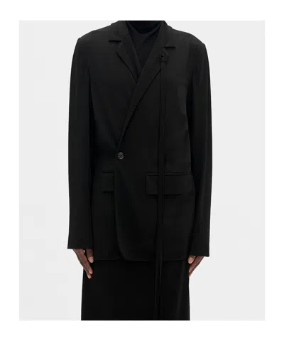Ann Demeulemeester Olena Wrap Deconstructed Blazer In Black