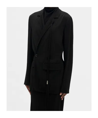 Ann Demeulemeester Olena Wrap Deconstructed Blazer In Black