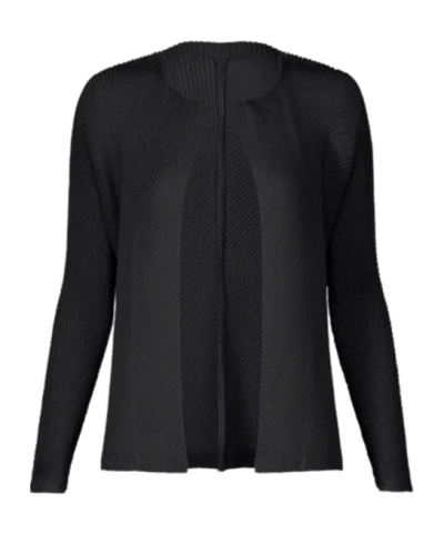 Issey Miyake Pleated Open-front Cardigan In Blue