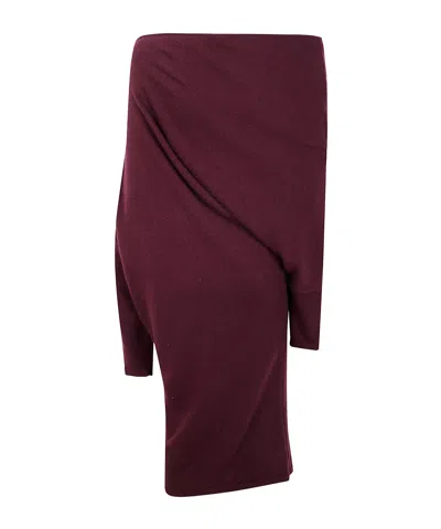 Gianluca Capannolo Asymmetric Draped Wool Dress In Burgundy