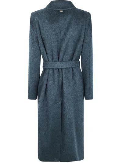 Twinset Belted Double-breasted Coat In Green