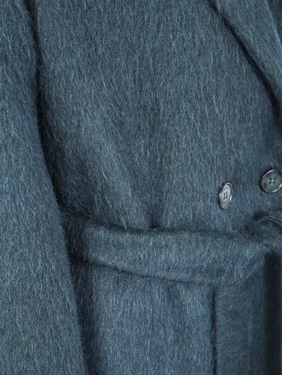 Twinset Belted Double-breasted Coat In Green