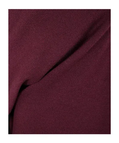 Gianluca Capannolo Asymmetric Draped Wool Dress In Burgundy