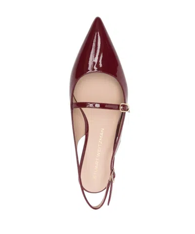 Stuart Weitzman Adjustable Strap Slingback Sandals In Burgundy