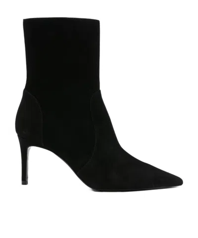 Stuart Weitzman Black Ankle Boots With Stiletto Heel And Zip Closure On The Side In Suede Woman In Black