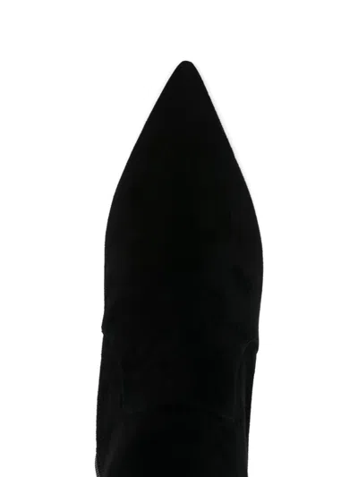Stuart Weitzman Black Ankle Boots With Stiletto Heel And Zip Closure On The Side In Suede Woman In Black