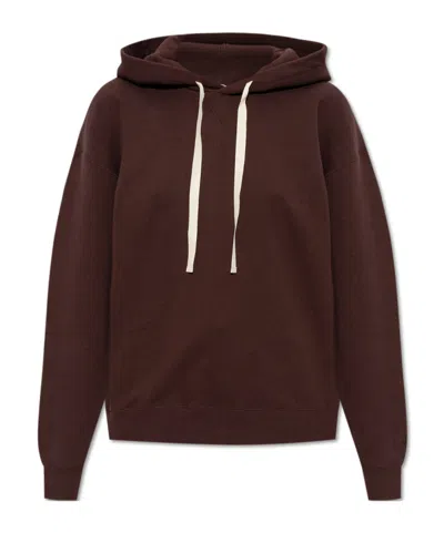 Jil Sander Drawstring Hooded Sweatshirt In Brown
