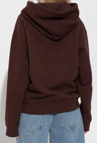 Jil Sander Drawstring Hooded Sweatshirt In Brown
