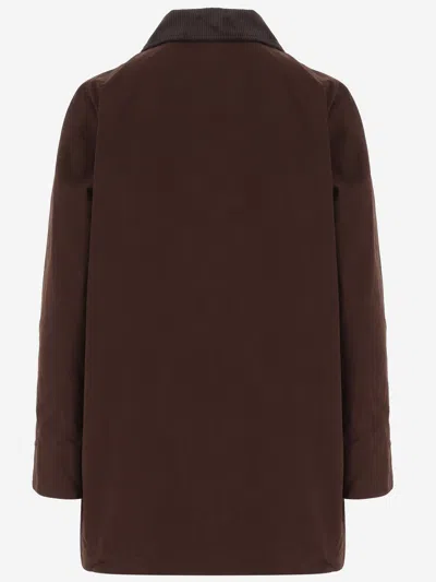 Aspesi Corduroy Collar Long Sleeve Coat In Brown