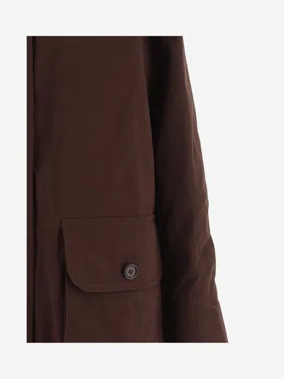 Aspesi Corduroy Collar Long Sleeve Coat In Brown