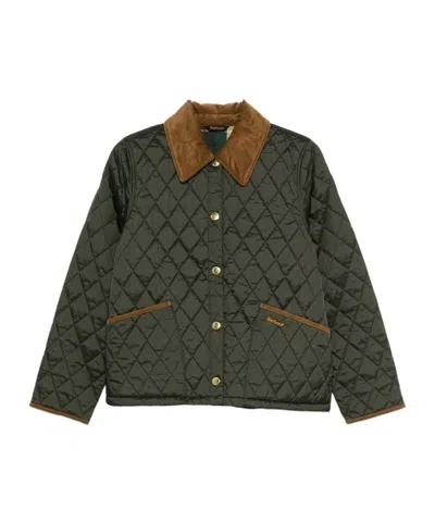 Barbour Corduroy-collar Qwuilted Jacket In Green