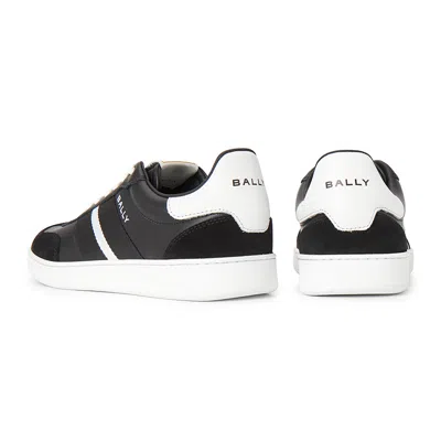 Bally Casual Round Toe Low Sneakers With Stripe In Black
