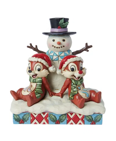 Jim Shore Chip And Dale With Snowman Figurine In Multi