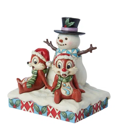 Jim Shore Chip And Dale With Snowman Figurine In Multi