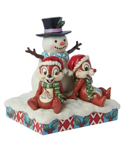 Jim Shore Chip And Dale With Snowman Figurine In Multi