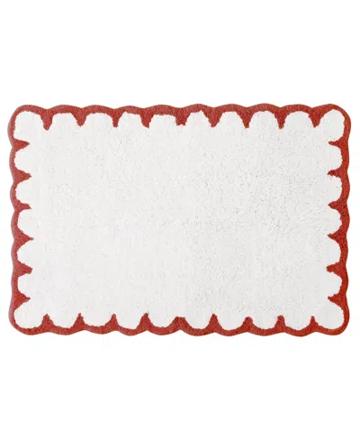 Peri Home Scallop Cotton Bath Rug, 30" X 20" In Red